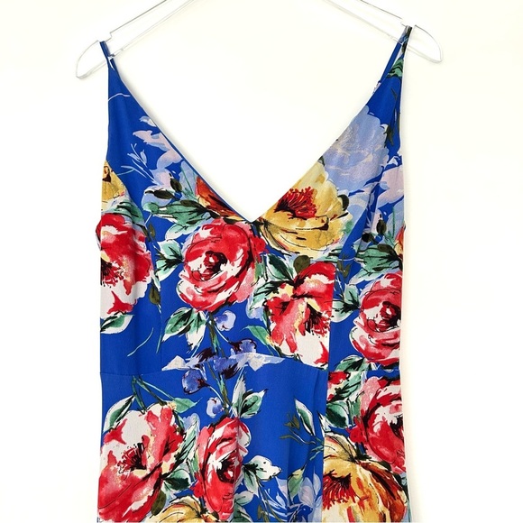Yumi Kim Revolve Jasmine Silk Maxi Dress Floral Slit Blue Wedding Size Small - Picture 2 of 13